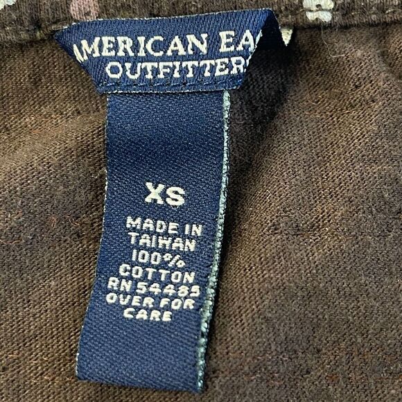 American Eagle Y2K Floral Print Top Womens Sz XS Brown Long Sleeve Fairy Grunge - Picture 4 of 11